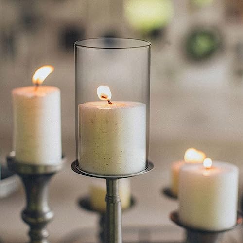 Steam Cleaner Glass Lamp Shade 2Pcs Candle Chimney Candle Holder Cover Clear Open Ended Transparent Glass Holder Tube Shade Flame Chimney Tube Cover 15x10cm - Image 4
