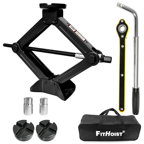 Image of 2.5 Ton Scissor Jack with Rubber Pad, Portable Car Jack Emergency Kit for Sedan SUV MPV