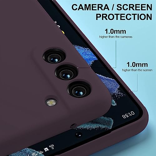 Image of DIZORO Liquid Silicone Case with Microfiber Coushioning Compatible for Samsung Galaxy S21 Shockproof Slim Back Cover, Gel Rubber Full Body Protection (Deep Purple)