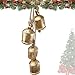 BELLUXE Harmony 4 Cow Bells Cluster on Rope Large Rustic Vintage Lucky Cow Bells On Rope Wall Hanging Decor