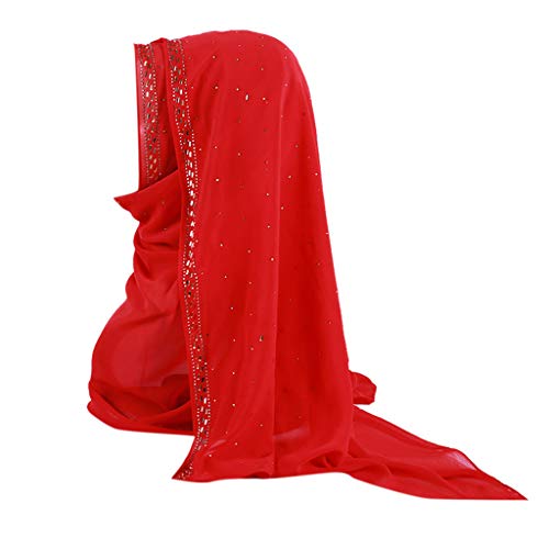 Men Women Fashion Hats for Winter,Shimmer Sparkle Gold Glitters Plain Chiffon Muslim Hijab Scarf Shawl Head Wrap