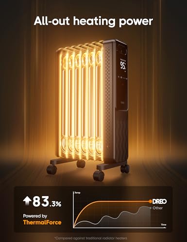 Image of DREO Oil Filled Radiator Heater, 1500W Radiant Heater with Remote Control, Child Lock, 4 Modes, 24h Timer, Overheat & Tip-Over Protection, 24h Timer, Digital Thermostat, Space Heaters for Indoor Use