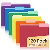 SUNEE File Folders, 120 Pack Manilla Folders 8.5 x 11, Colored File Folders Home Office School Supplies for Documents Files Paper, 6 Assorted Colors