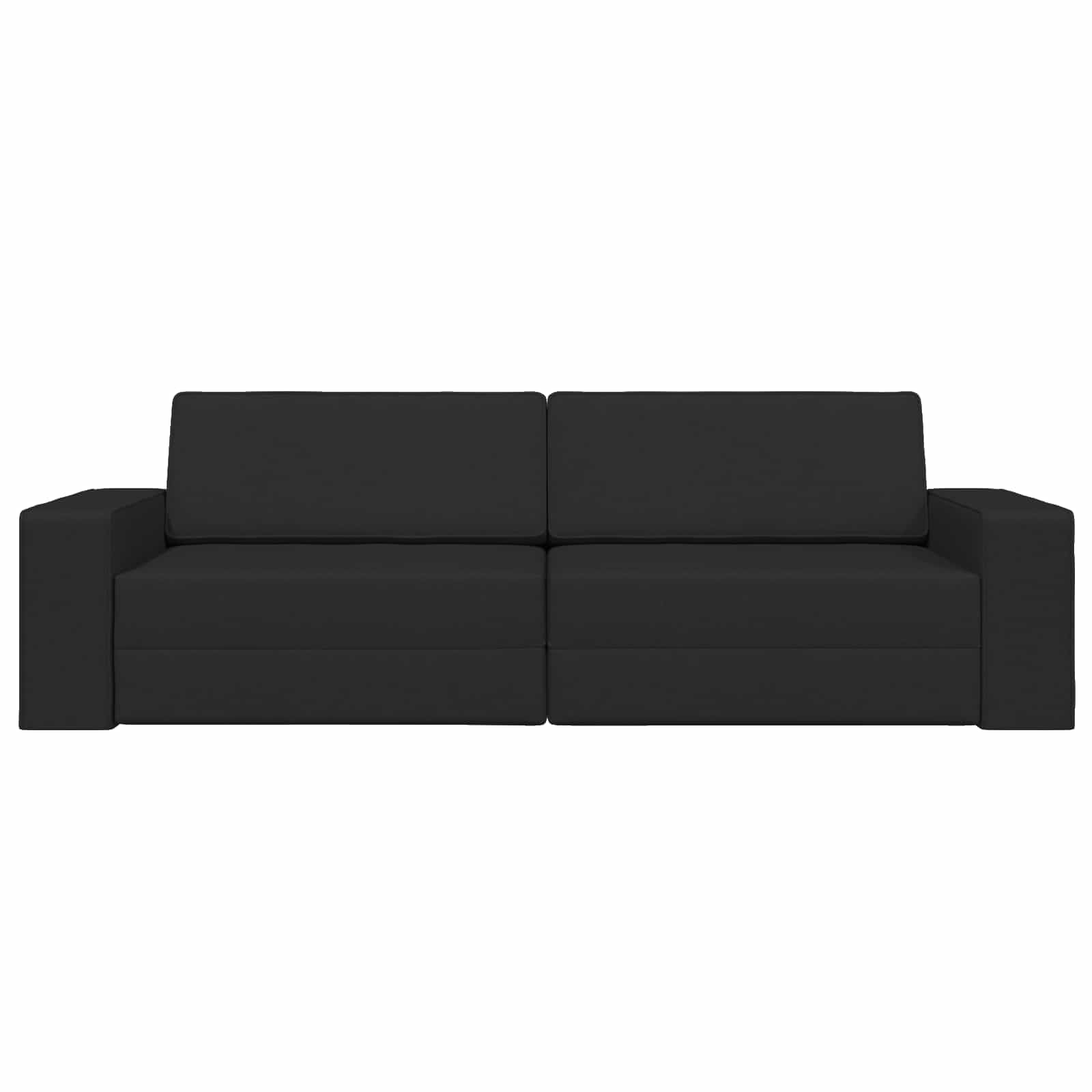 Sofa do spania czarna z materiału 245 x 78 x 77 cm z funkcją spania i stabilną metalową ramą, wygodna tapicerka, składana, idealna do salonu, biura i pokoju gościnnego
