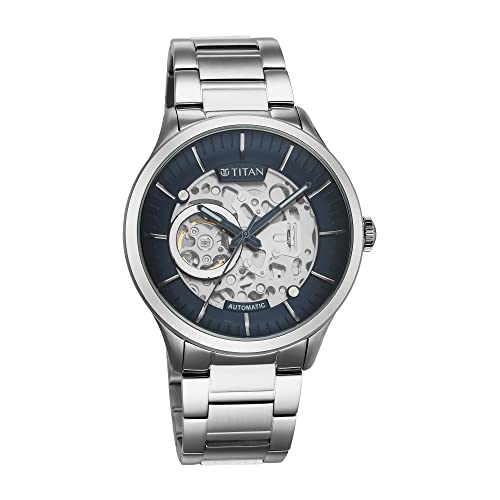 Titan Metal Mechanicals Blue Dial Automatic Stainless Steel Strap Watch for Men-NS90140SM01 - Image 5