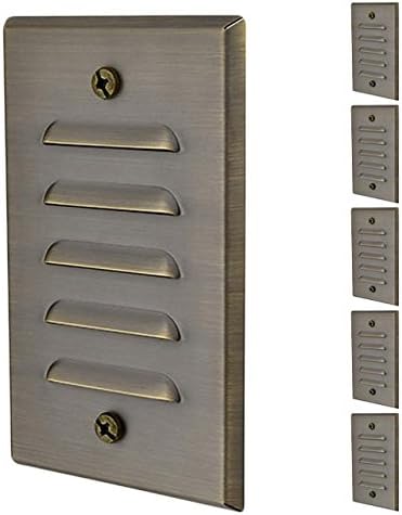 MarsLG 36ST52BSx6 - Luz de paso LED de voltaje de línea de 120 V con placa frontal vertical con listones de latón macizo en acabado de latón antiguo