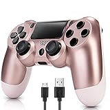 Wireless Controller for PS-4 , Game Joystick Controller for P-4,Built-in 800mAh Rechargeable Battery and Stereo Headphone Jack (Rose Gold)