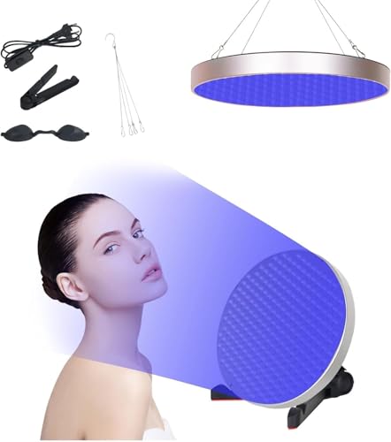 Solarium para el hogar, lámpara de bronceado portátil de 50 W con gafas de sol, lámpara de bronceado con 250 ledes 460 NM, soporte ajustable plegable, lámpara de sol bronceadora facial para cuerpo y