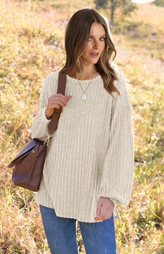 Wiholl Tunic Shirts For Women To Wear With Leggings Plus Size Tops Fall Fashion 2024 Pullover Sweaters Beige Xxl thumb #1