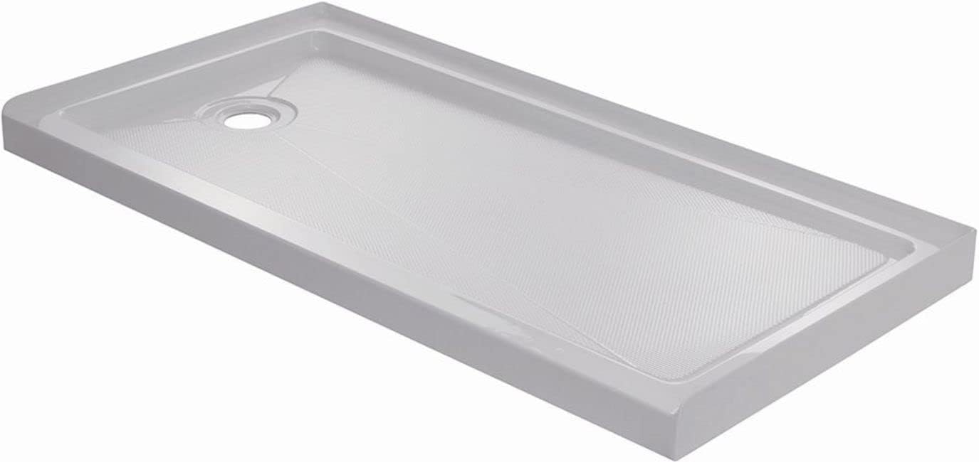Delta Faucet ProCrylic 60 x 30 Left-Drain Shower Base, High-Gloss White ...