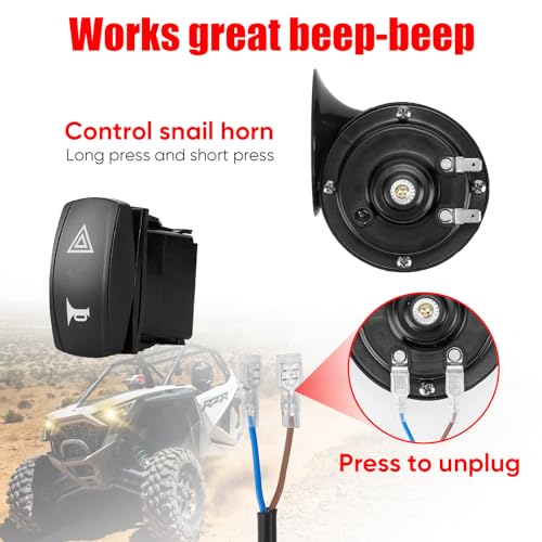 Image of Pre-wired UTV Turn Signal Kit, Universal ATV Street Legal Kit with Horn /Hazard /Blinker Rocker Switch, Plug-and-play Design, Compatible with Polaris RZR /Ranger, Honda Pioneer /Talon, SXS, CFMOTO