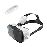 Compact 3D VR Headset, New Virtual Reality Glasses Headset w/ Remote Compatible for iOS iPhone 12 11 Pro Mini X R S 8 7 Android Samsung Galaxy A S10 e S9 S8 S7 S6 + & Other 4.7-6.2' Cellphone, White