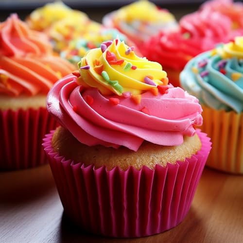 Jumbo Cupcake Liners 300 pcs Rainbow Muffin Liners No Smell,Food&Grade,Greaseproof Paper Baking Cups, Cupcake Wrappers for Party,Christmas by GoldenBakeryFamily - Thumbnail 4