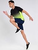 AIEOE Męska koszula funkcyjna z krótkim rękawem ultralekka sportowa top szybkoschnąca gradientowa sportowa koszulka do fitnessu wędrówek EU S-XXL, czarny + zielony, L