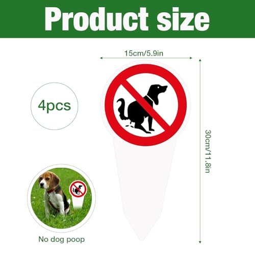 Mineup 4 Stück Steckschilder Kein Hundeklo, 30x15 Cm Steckschild Hier Ist Kein Hundeklo, XXL Warnung Hundeklo Verboten Pfahl, Hinweisschild Verbot Hund, Hinweisschild Keine Hundetoilette