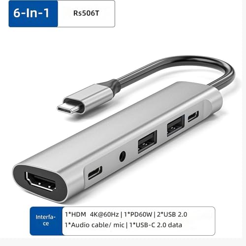 Adaptateur USB C 6 en 1 multifonction avec charge rapide PD60W - 2