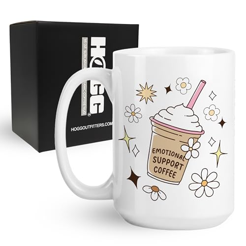 Hogg Emotional Support Coffee Mug, 15 oz Ceramic Emotional Support Coffee Cup, Espresso Stuff, Gifts for Espresso Lovers, Latte Gifts and Affirmations, Cute Cups for Work