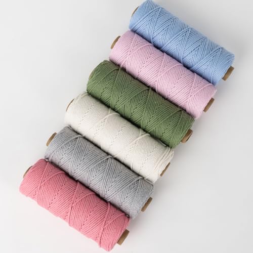 GUBOCA Makramee Garn Set 2mm x 100m 6 Farben – Bild 4