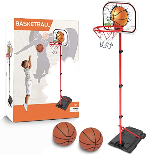 Basketball Hoop for Kids Indoor Outdoor Toddler Basketball Hoop Adjustable Height 2.9 ft-6.2 ft Portable Mini Hoops Basketball Backyard Game for Boys Girls