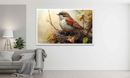Oiseau dans son nid affiche sur toile 60x90cm nature salon