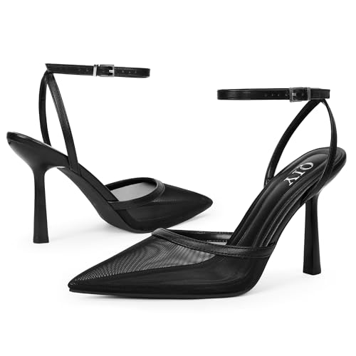 Image of QIY Closed Toe Heels for Women Pumps High Heel Strappy Sandals | Pointed Toe Slingback Women Heels with Ankle Strap, Stilettos Wedding & Bridal Formal Dress Shoes for Evening Party, Prom