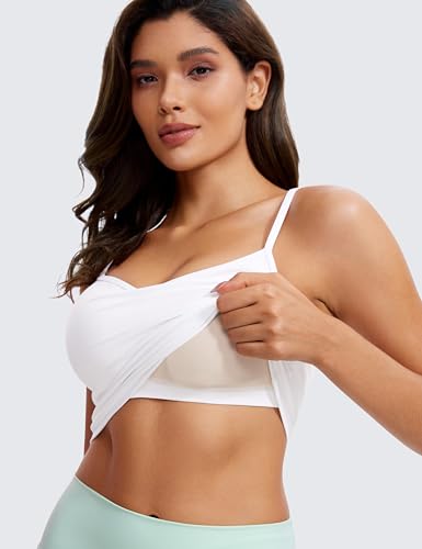 Image of CRZ YOGA Butterluxe Sweetheart Crop Tank Tops | Light Support, Removable Pads, Yoga, Extremely Soft, U Back, Adjustable Spaghetti Straps, Longline Sports Bras for Women