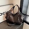 Generish Sac à main pour femme - En cuir souple - Grand sac de shopping - Uni - Vintage - Marron - Pour le travail, l'école, les voyages, marron foncé #4