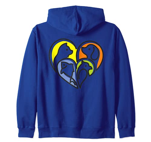 I love animals - Heart Pieces 1 - Fan Fun Zip Hoodie, Blue