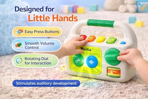 Image of Brand Conquer Baby Musical Toy for 1+ Year, Interactive Learning with Lights & Sounds, Educational ABC Numbers Shapes Songs Toy, Portable Toy Early Development Gift for Boys & Girls (Radio)