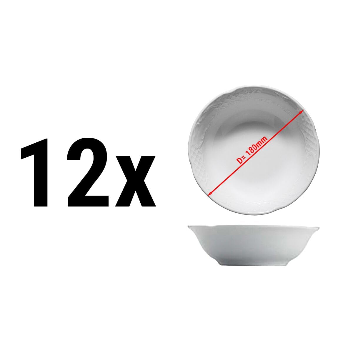 GGM Gastro | DSSCLK18#12 | (12 Stück) CLASSICO - Dessert-/ Salatschale - Ø 180mm - Weiß