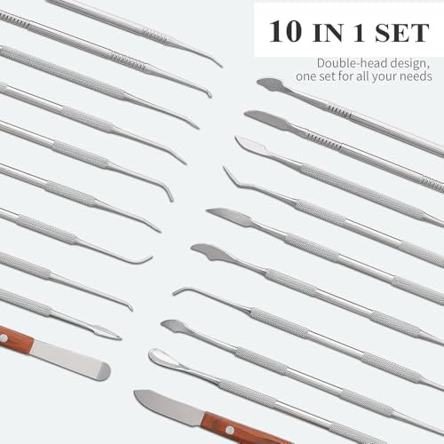 Image of 10 PCS Dental Wax Carving Tools Stainless Steel Waxing Modeling Kits | Wax Carvers Set Plaster Knife Metal Clay Sculpting Pottery Sculpture Tools Double Ended Tools