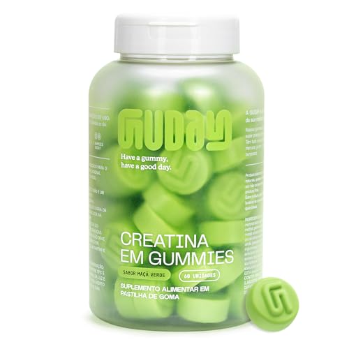 Guday Creatina Monoidratada em Gummies 60 Gomas Sabor Maçã Verde – Suplementação Prática e Refrescante para Sua Rotina de Treinos