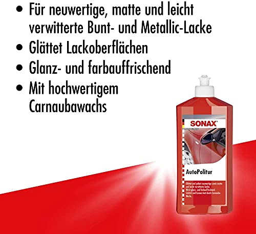 detailmate SONAX Handpolier Set - SONAX Autopolitur für Bunt- und Metalliclacke 250ml +...