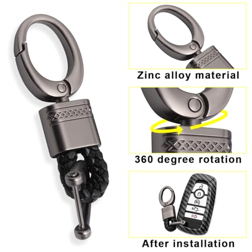Carbon Fiber Key Chain Fob Case Cover Compatible for Ford Mustang Explorer Fusion Edge Expedition Bronco Ecosport Ranger F150 F250 F350 F450 F550 Raptor Accessories Key Shell Holder Ring by GZJUNFUGJ - Used condition - Image 7