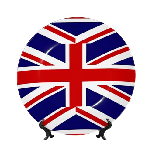 POEZJZW 10in Porcelain Decorative Plate Of Uk Flag Pattern, Dessert
