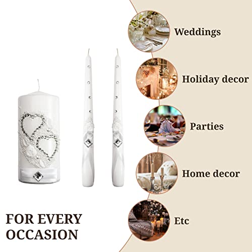 Best Candles Set Ceremonial Candles - 6" Pillar & 10" Big Decorative Candles Wedding Unity Candle Set - Unity Ceremony Ideas Wedding Ceremony Set - Velas Decorativas Para Fiestas De Boda Mesas #TOP6