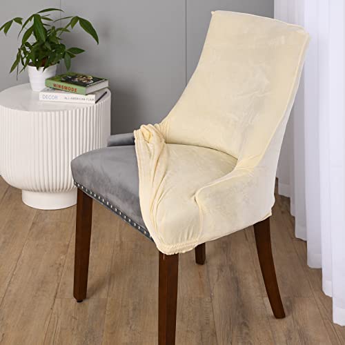 MINGPINHUIUS Velvet Wingback Chair Slipcover,Velvet Stretch Wingback Chair Cover,Sloping Arm Chair Protector Cover for Dining Room Banquet Home Decor Machine Washable Hand Washable - Image 2