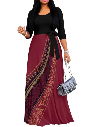 Image of Women's 3 /4 Sleeve Maxi Dress with Pockets