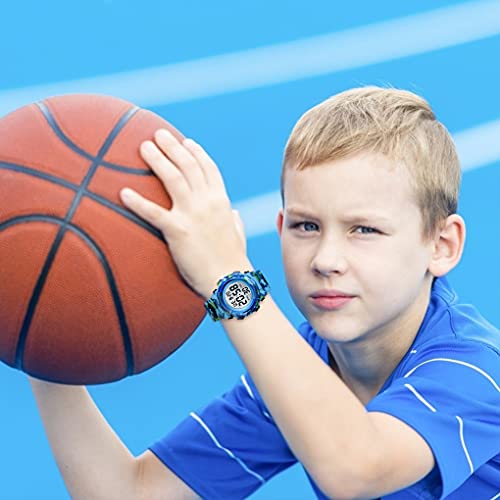 Jianxiang Kids Digital Watch Sport Outdoor Multifunctional Chronograph Led 50 M Waterproof Alarm Calendar Analog Watches For Children For 5-15 Year Old Boys Girls Wristwatch (Light Armyblue) #TOP7