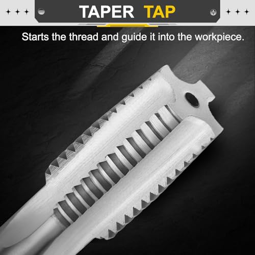 Image of uxcell Hand Taper Tap 1 inch-8 UNC 2B Left Hand Thread Taper Style Taps Straight Flute Screw Tapping Threading Tool High Speed Steel HSS6542