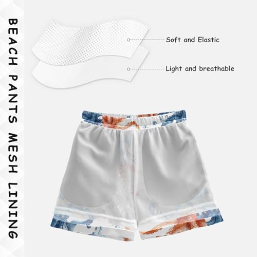 Pigsaly Boys' Swim Board Shorts Watercolor Scary Blue Octopus Boy's Swim Trunks Kids Swimwear 5T4