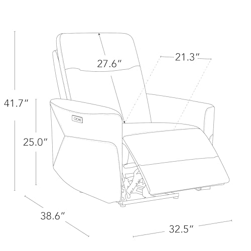 CHITA Genuine Leather Power Recliner Chair for Adults, Electric Wall Hugger Recliner for Small Spaces, Modern Living Room and RV Recliner Chair with Adjustable Power Headrest & Charging Ports, Brown - Thumbnail 2