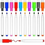 DIYDEC 10 pcs Whiteboard Markers, 9 Color Whiteboard Pens, Fine Tip Magnetic Colour White Board Pen with Eraser Low Odor Dry Erase Ink Markers Erasable for Home, School and Office Uses