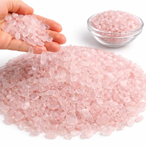 Perlin Lot de 500 petites perles roulées - Pierres précieuses de guérison - Sans trou - Pierres semi-précieuses - Quartz rose - 4 à 8 mm