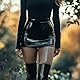 Latex Fashion Bleistiftrock Schwarz,Gummi Minirock mit Reißverschluss Hinten für Damen,Themenclub Kostüm S