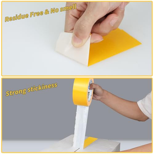Image of Oleitodh 12 Pack Yellow Duct Tape Heavy Duty,8.3 Mil Thickness,2 Inches x 60 Yards,Strong Industrial Strength,Flexible,No Residue,Waterproof and Tear by Hand,Multi-Use for Indoor & Outdoor Repairs