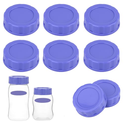 Image of 6pcs Baby Bottle Caps Compatible with Pigeon & Lansinoh Bottles, Travel and Storage Bottle Lids Replacement (Purple)