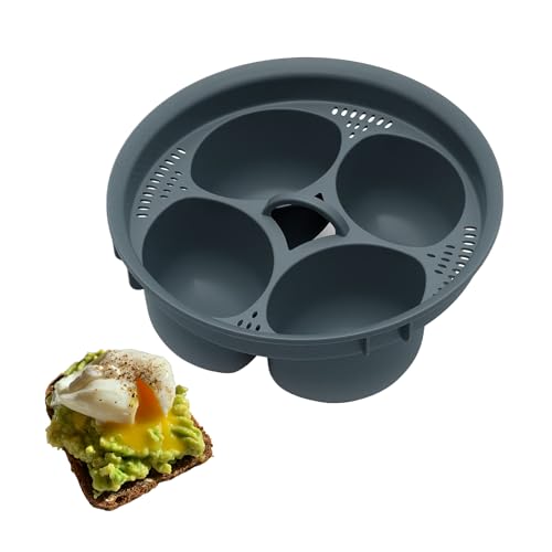 IULAVP Nonstick Microwave Egg Poacher Insert: 4 in 1 Poached Egg Cooker Egg Boiler, Egg Steamer Poached Egg Cups For Thermomix TM6/TM5/TM31 and Air Fryer Oven (4 cup)