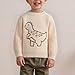 Karwuiio Toddler Baby Boy Sweater Long Sleeve Crew Neck Dinosaur Embroidery Knit Pullover Sweatshirt Fall Winter Clothes (Beige Dinosaur, 6-9 Months)