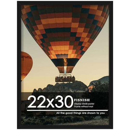 Fisnish 22x30 Picture Frame Black with HD Plexiglass Durable and Scratch-proof for Horizontal or Vertical Wall Mounting 1 Pack
